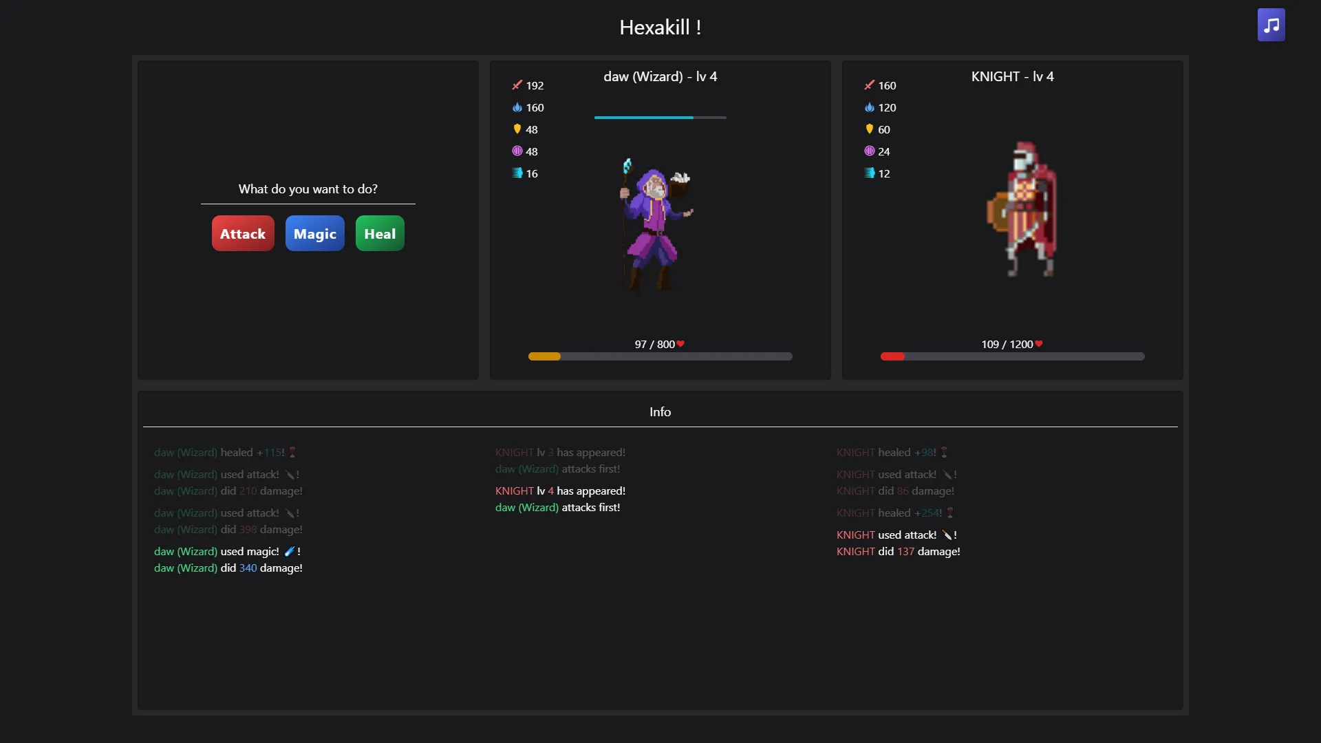 Hexakill battle screen